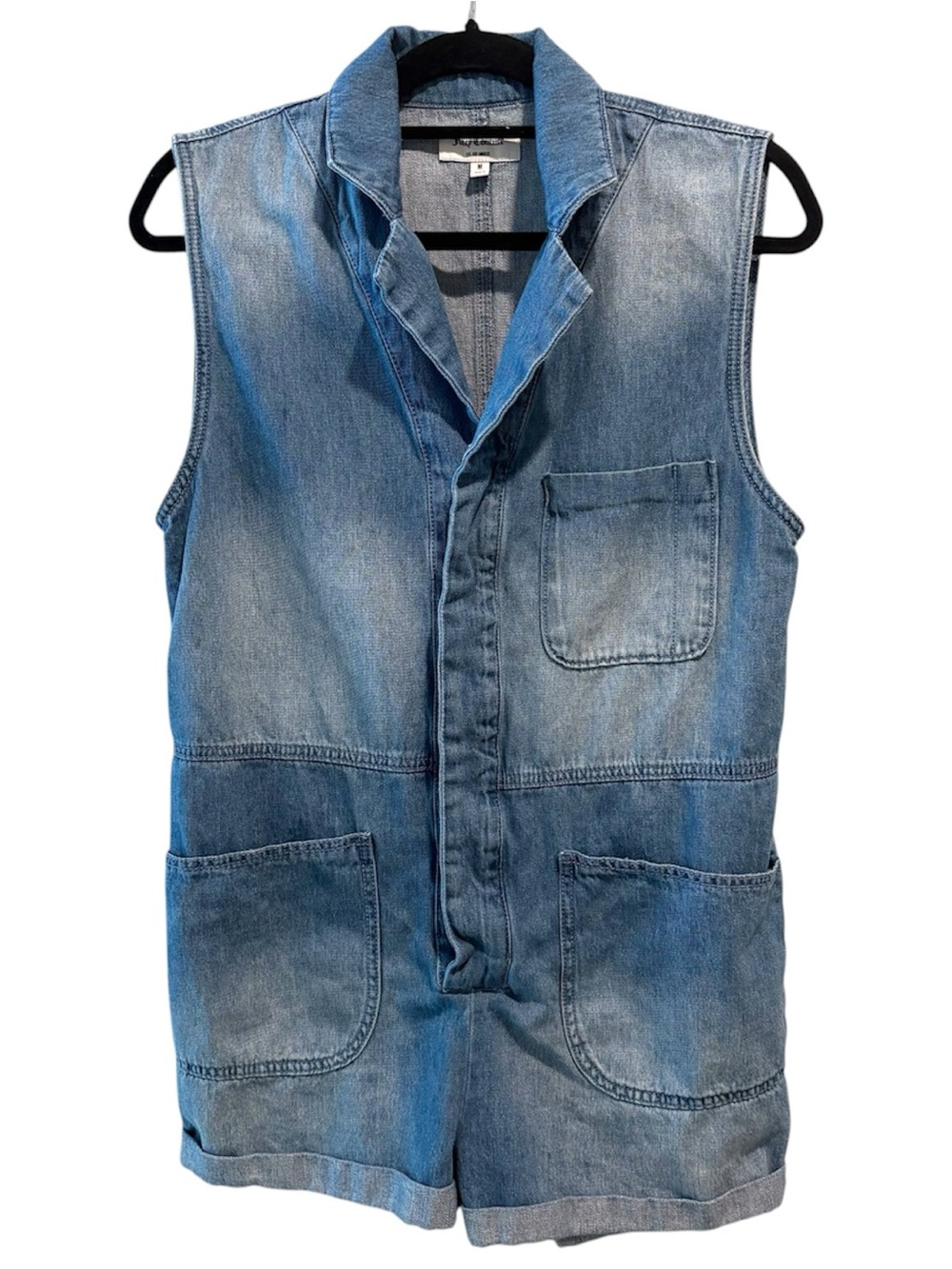 Juicy Couture Denim Jean Romper Blue M Cottagecore French Girl Utility 90s Vibe